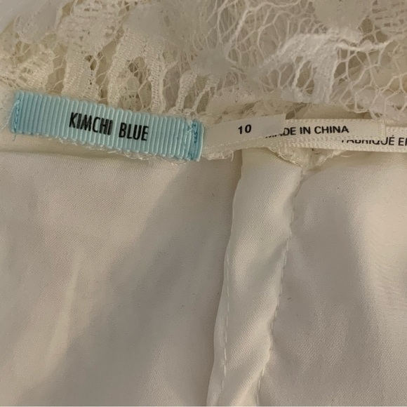 Urban Outfitters Kimchee Blue Sleeveless Open Sided White Lace Mini Dress Sz 10 - Picture 7 of 10